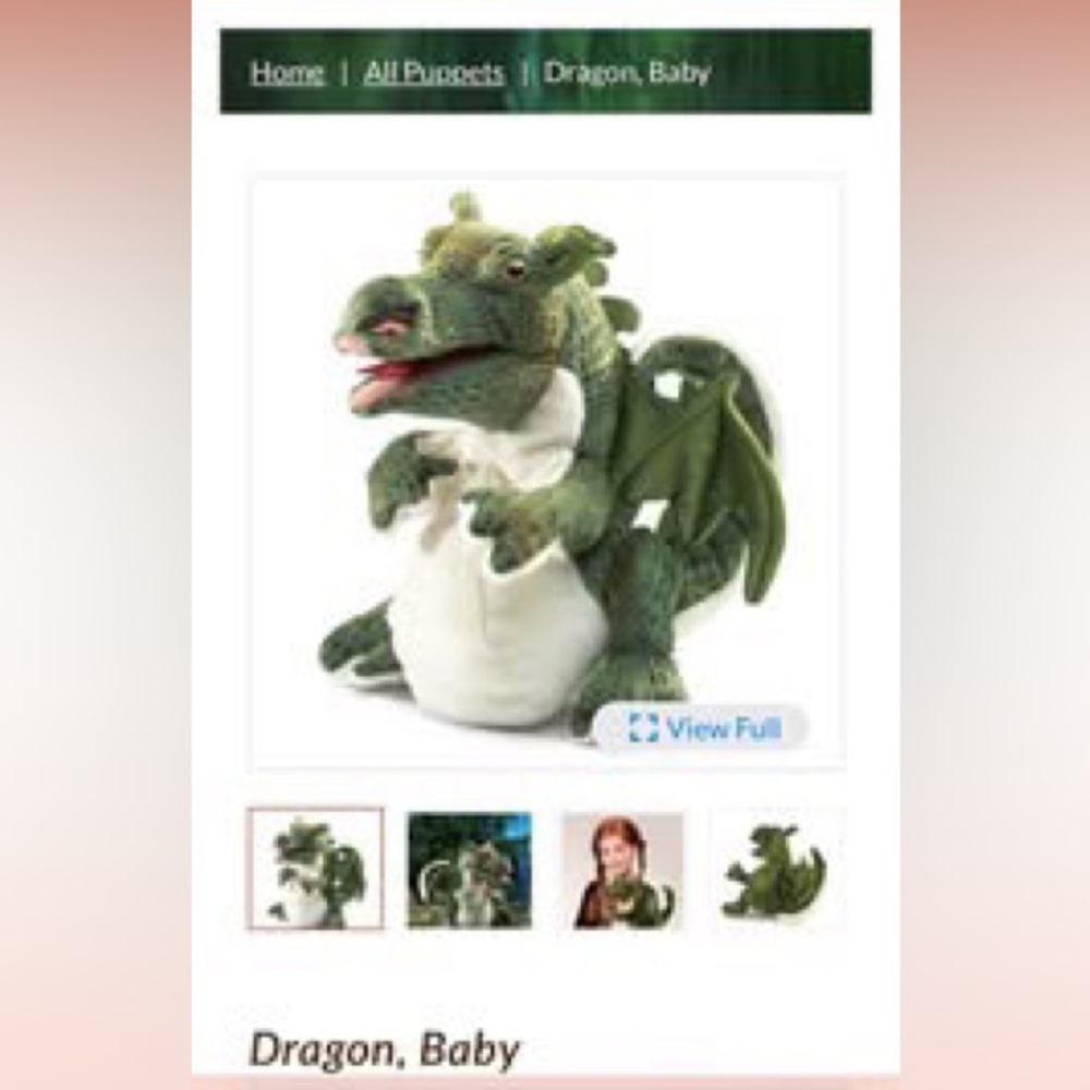 Folkmanis Baby Dragon Hand puppet stuffed animal